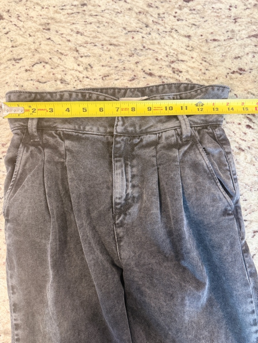Sezane Austin Paperbag Waist Jeans Gray High Rise Pleated - Size 32 EU/US 0 - Picture 6 of 10